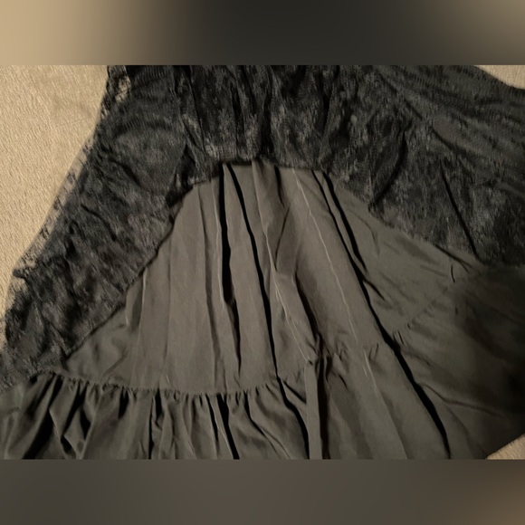 Solid Black Lace Lolita Dress JSK w/ Belt & Brooch Gothic EGL Floral Ruffle TaoB - Picture 9 of 16